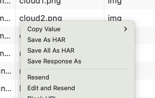 Firefox DevTools Menu for Save All as HAR